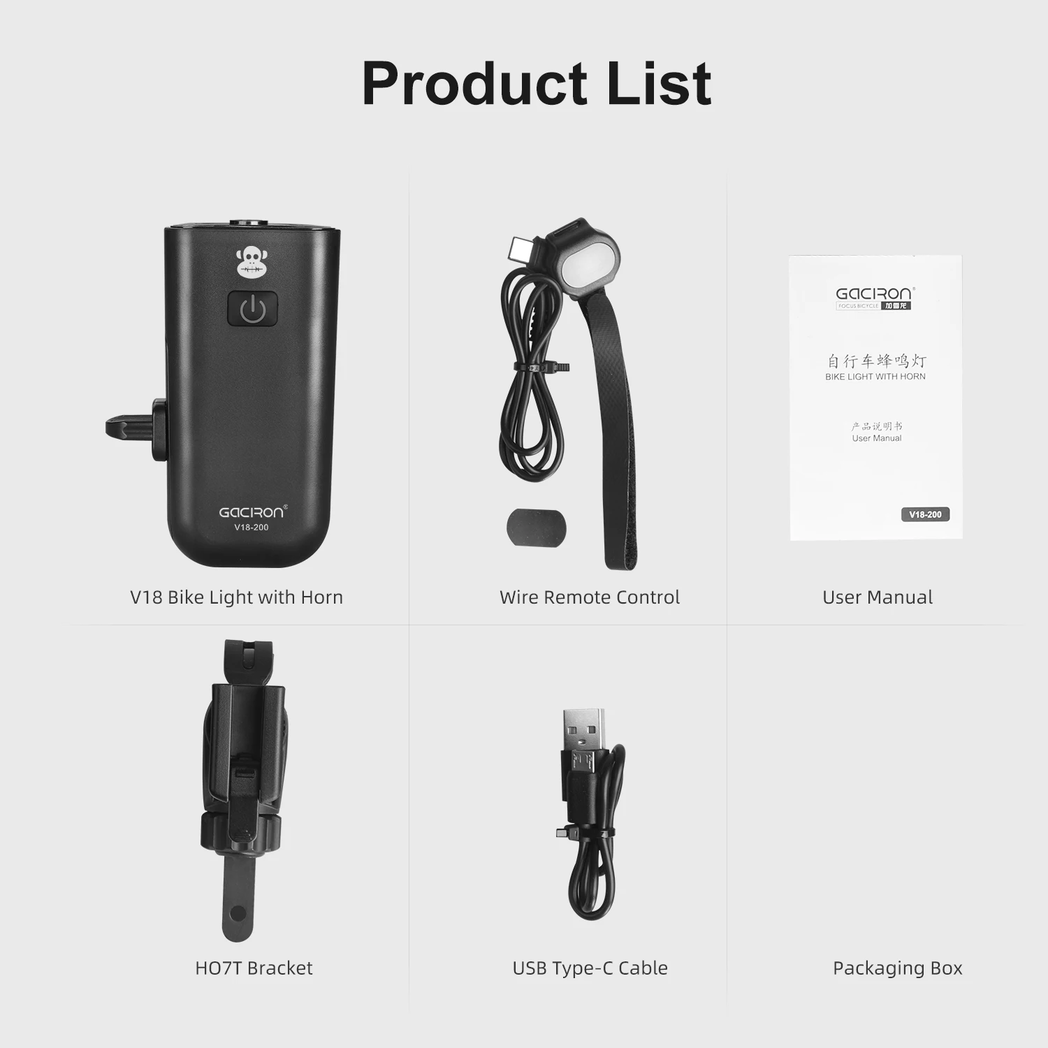 Gaciron V18 Multifunctional Bike Horn With Light Lighting & Horn 2 in 1 Bicycle light 4 Working Mode Bicycle Accessories