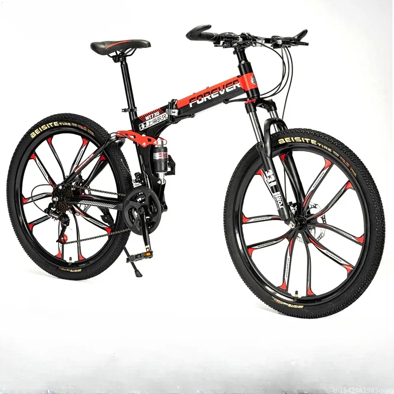 

Folding mountain bike dual shock absorption integrated wheel mountain bike folding bicycle 24/26 inch