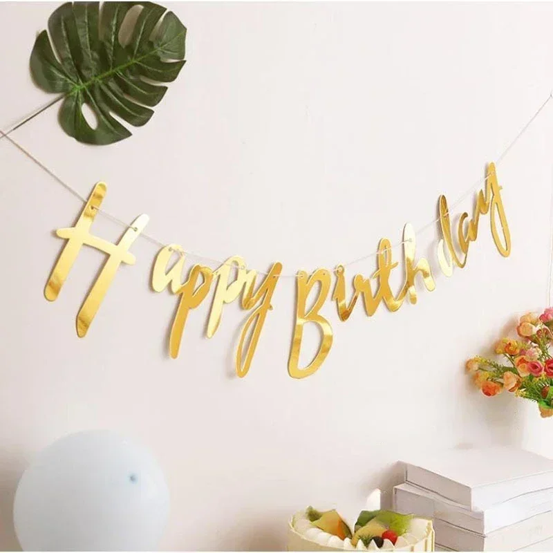 

Золотой баннер с днем рождения, украшение для свадебной вечеринки, подвесной гирлянда, баннер для детского душа, первый день рождения, мальчик и девочка