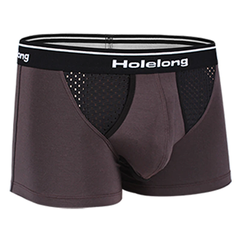 3-Pack Men Modal Boxer Underwear with Scrotum Bag Penis Separation Underwear Breathable Functional Underwear Prolonged Sex Boxer