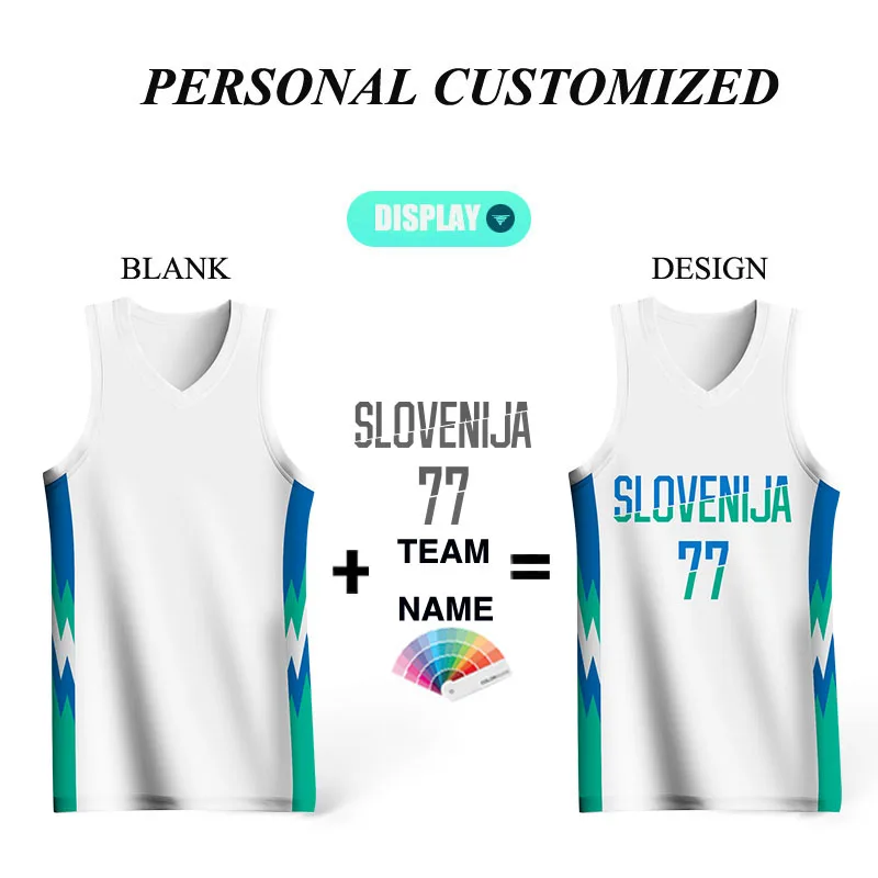 2023 Newest Basketball Sets For Men Full Sublimation SLOVENIJA Letter Printed Customizable  Jerseys Shorts Training Tracksuits