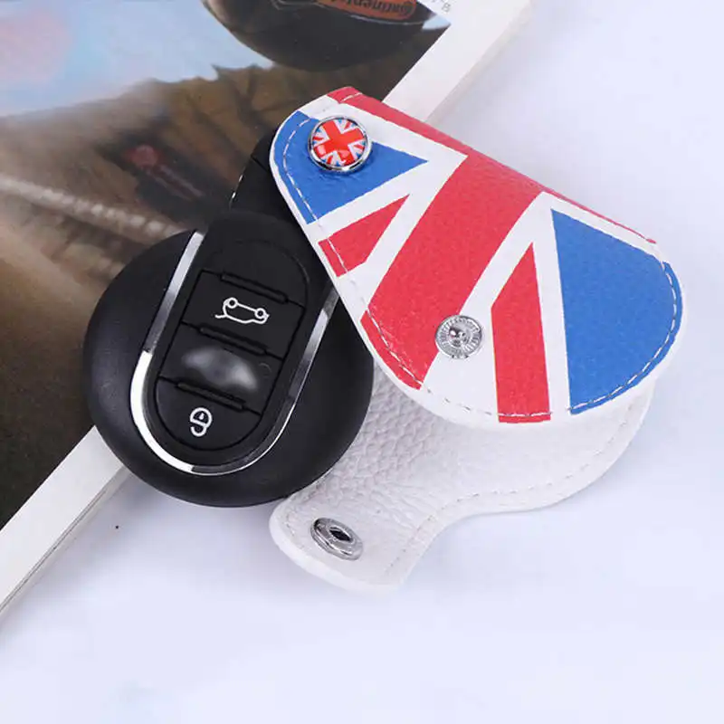 

Car Key Fob Cover Case UK Flag Style Leather Key Shell Protector Replacement R55 R56 R57 R58 R59 R60 R61 F56 F55