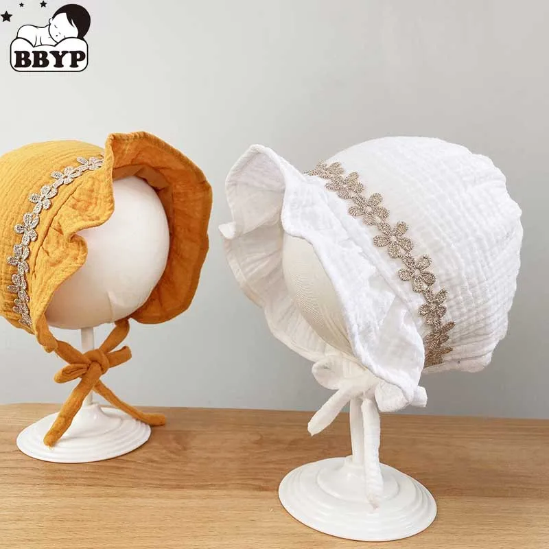 

Baby Girl Hat Lace Court Hat Bonnet Infant Summer Female Baby Sun Hat Adjustable for Holidays Outing 3-12M