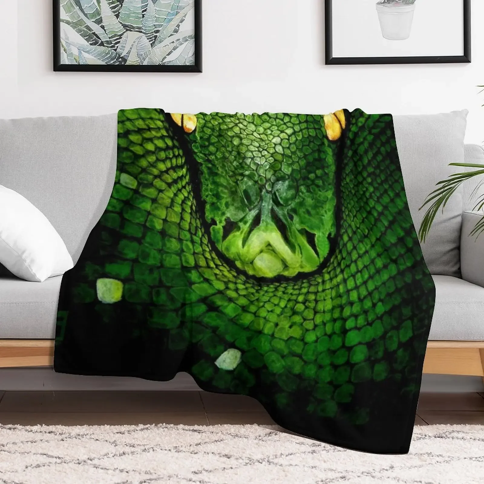 Фото Плед Green Tree Python (Morelia viridis) – многофункциональное мягкое теплое одеяло для дома и путешествий №2
