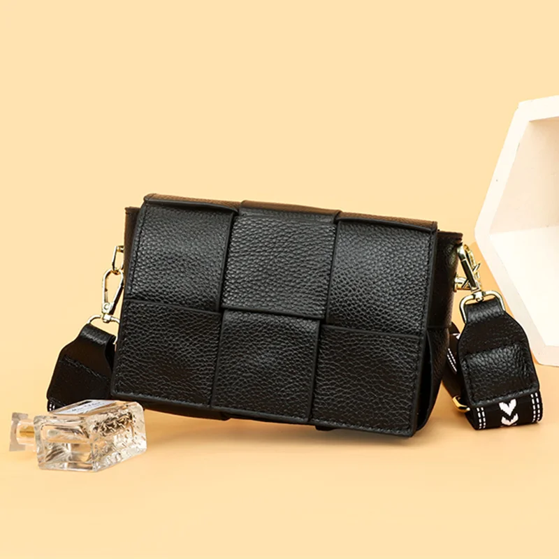 

Women's Bag Fashion Woven Genuine Leather Shoulder Bag Luxury Brand Small Messenger Bag 2022 Soft Real Cowhide Handbag For Women