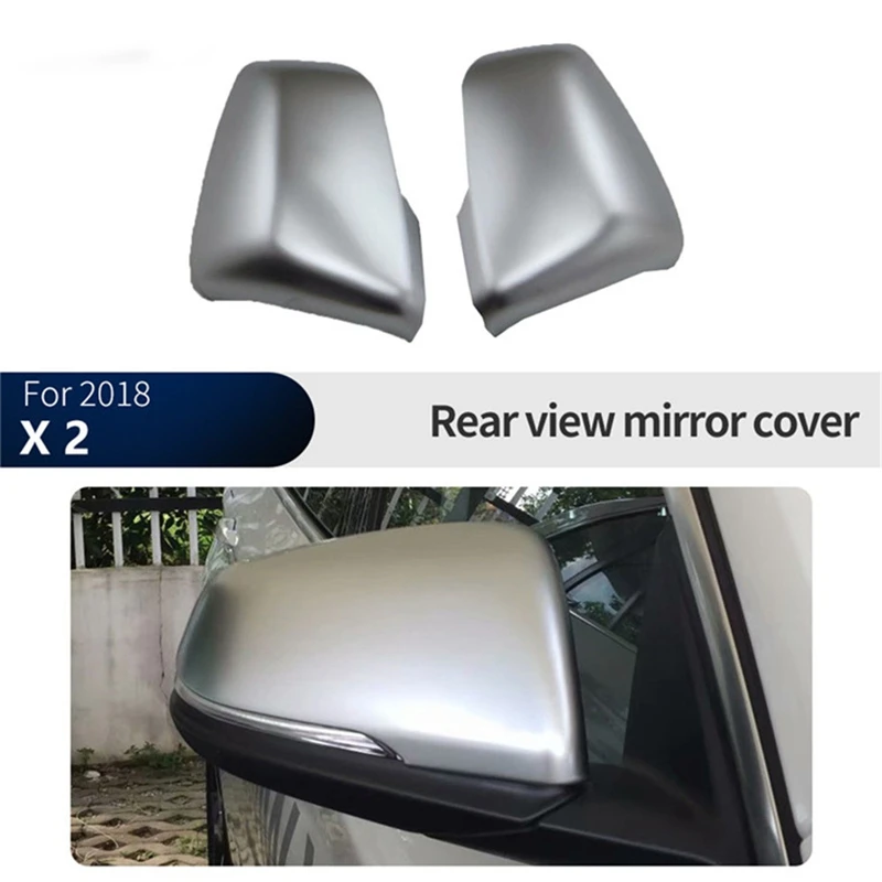 

Matte Silver Car Rearview Mirror Cover Door Side Wing Mirror Caps Trim Shell For-BMW X2 2018