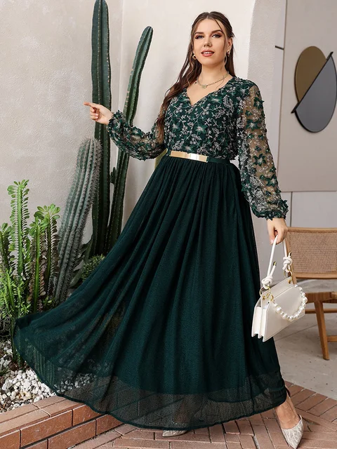 TOLEEN 2022 Spring Plus Size Women Maxi Dresses Large Luxury Designer Chic Elegant Oversized Long Muslim Evening Party Clothing 6