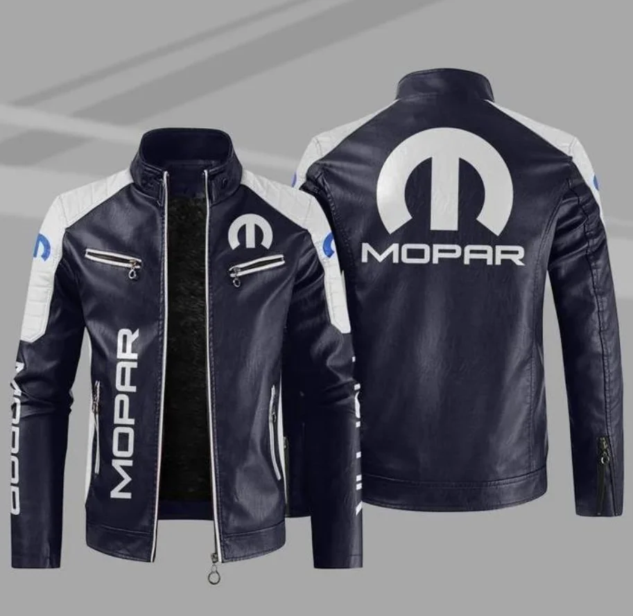 NEW MOPAR Logo Men's PU Leather Jacket MEN Goat Black  Male Bomber Motorcycle Jackets Autumn Winter Mens Clothes