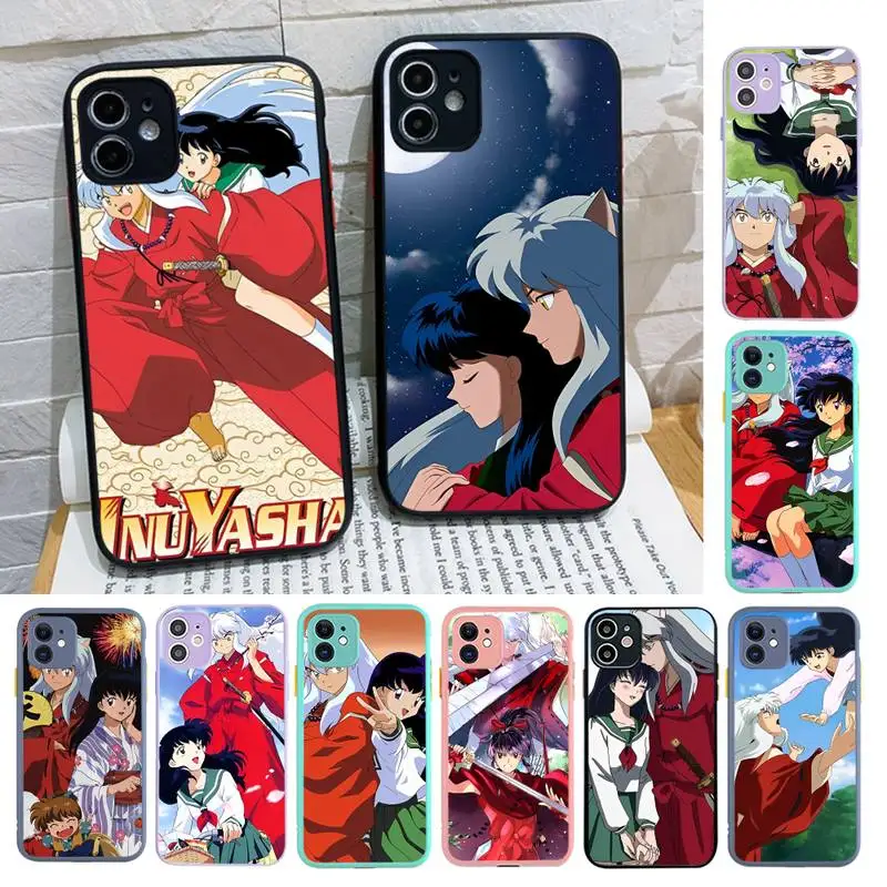 

Hot Japan Anime Inuyasha Higurash Phone Case for iPhone X XR XS 7 8 Plus 11 12 13 pro MAX 13mini Translucent Matte Case