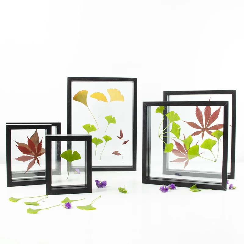 

Wooden Photo Frame with Glass Cove for Plant Specimen Double-sided DIY Family Modern Picture Display Holder Wedding Decor Art