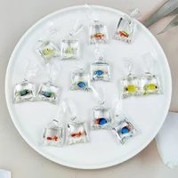 10pcsresin fish charm simulation tropical ocean fish in water bag diy jewelry for keychain earrings bracelet necklace