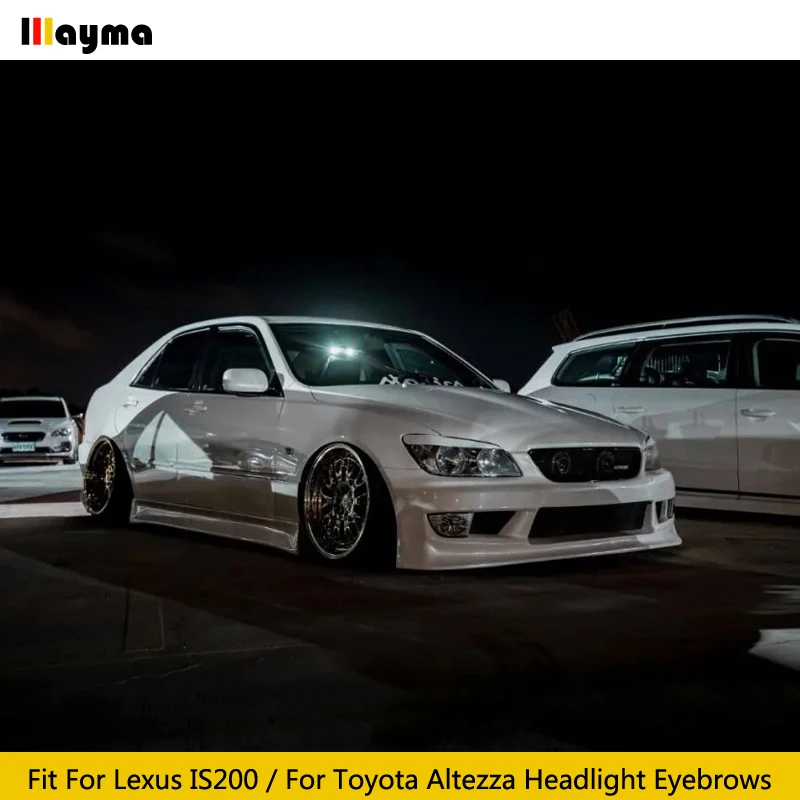 Фото Углеродное волокно, чехлы для фар, для Lexus IS200 1999- 2004, для Toyota Altezza, стекловолокно, Праймер, передняя лампа, наклейка для бровей №5