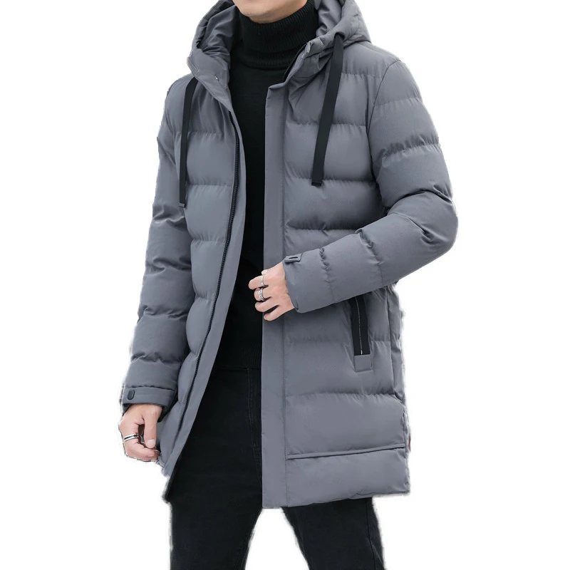 Men Warm Long Puffer Jacket Thicken Quilted Mid-length Hooded Coat Winter Casual Puffer Jacket Outwear Overcoat Coat Parka