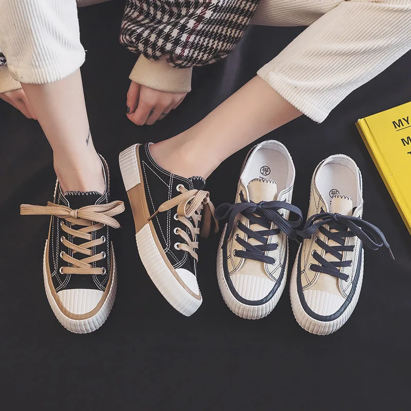 

2022 Summer Very Low Women Canvas Shoes Shallow Fashion Yellow Flat Fold Girl Shoes Breathable Comfortable Casual Shoes