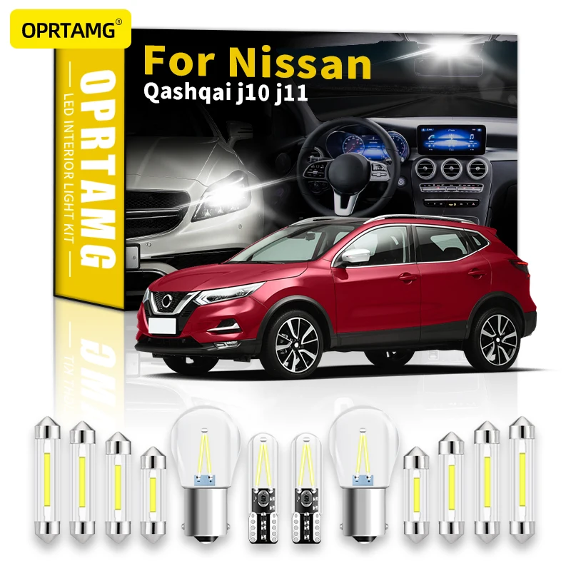 

OPRTAMG Canbus LED Interior Dome Map License Plate Light Kit For Nissan Qashqai J10 J11 2007-2019 2022 Car Lamp Accessories