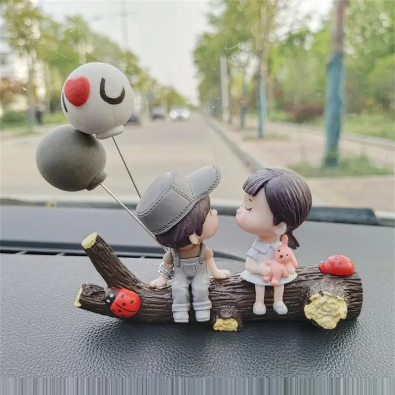 

Car Accessories Cute Cartoon Couples Action Figure Figurines Balloon Ornament Auto Interior Dashboard for Girls Gifts Drop