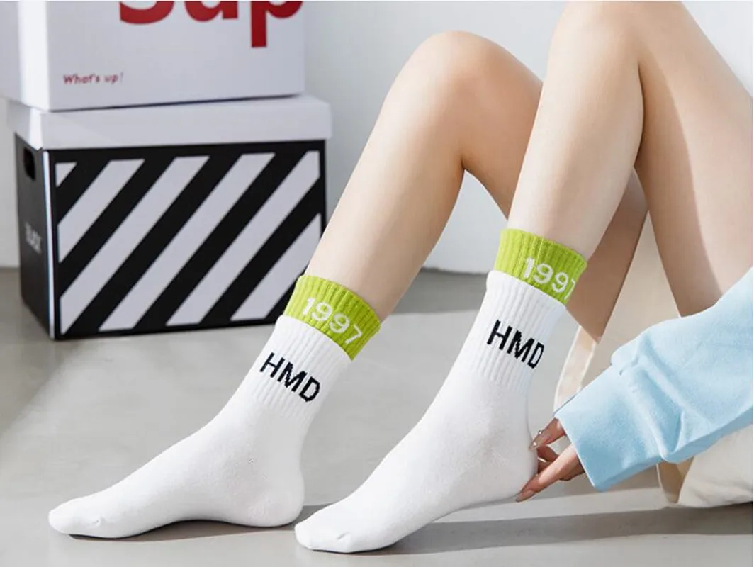 Online Celebrity Trend Letter Fashion Kawaii Cute Japanese Stockings Women's Socks Trend Sports Spring And Autumn Cotton Socks