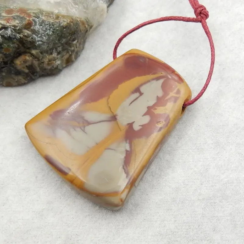 Natural Stone Us Biggs Jasper Gemstone Pendant Bead,39x31x8mm,17g Fashion Jewelry Necklace Accessories