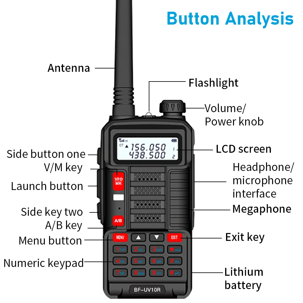 For BaoFeng UV-10R Walkie Talkie Handheld Radio Transceiver Portable Mini Handheld High Powerful Walkie Talkie for Outdoor