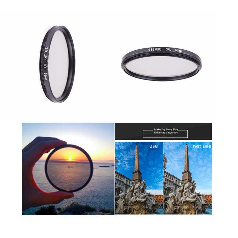 

49mm/52mm/55mm/ 58/62/ 67/72/ 77/ 82mm A Polarizing Filter CPL Filter for Canon Nikon DSLR Photography Camera Lens Accessories