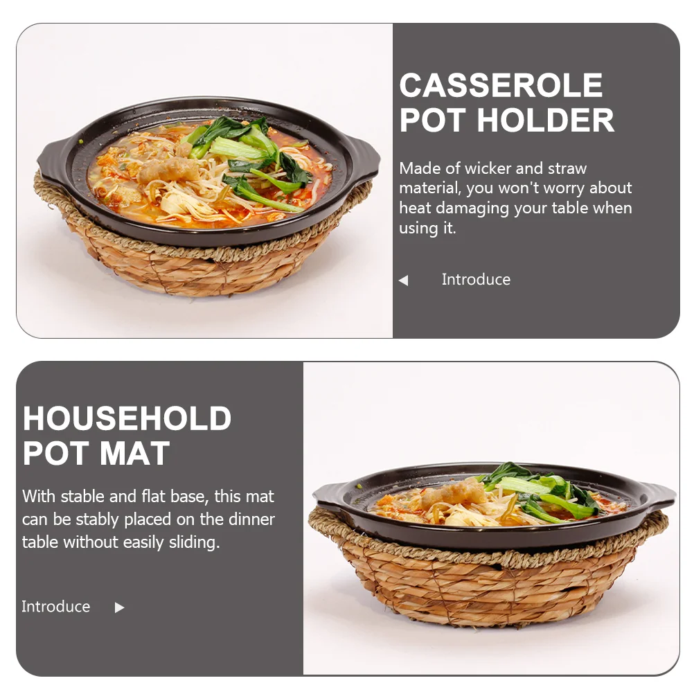 

Casserole Pot Holder Desk Tray Tableware Mat Supply Woven Basket Claypot Stone Hot