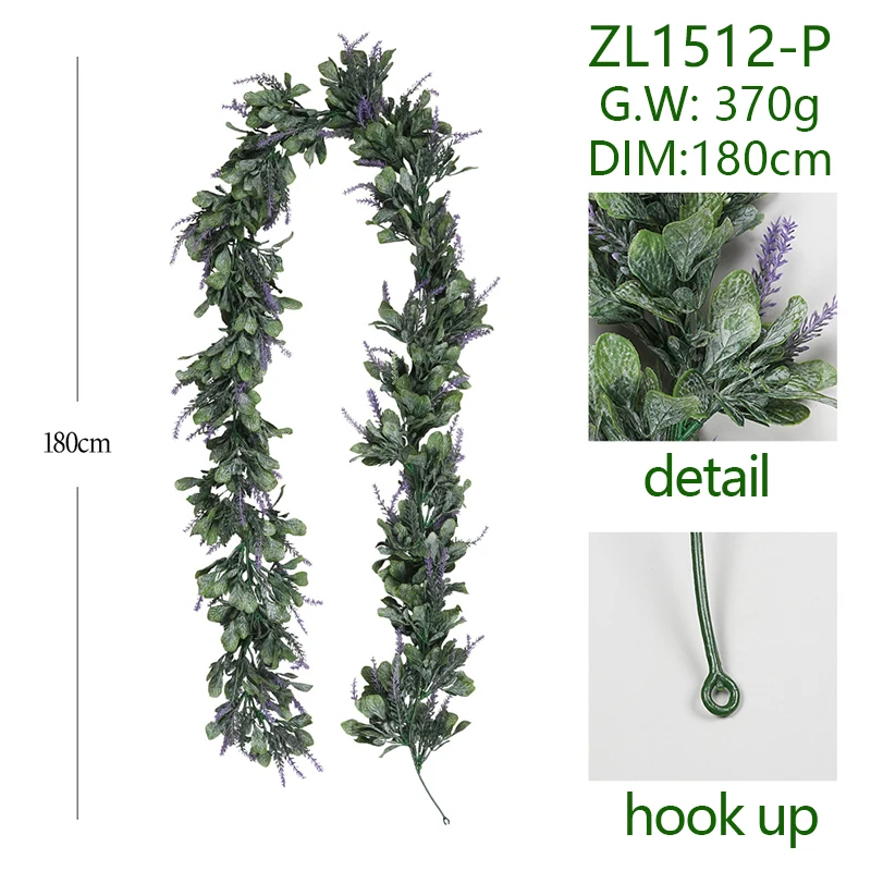 

Искусственное растение из ротанга 5 шт., 4 цвета, листья лаванды, лоза, подвесное украшение, плющ, искусственный цветок, праздничный свадебный...