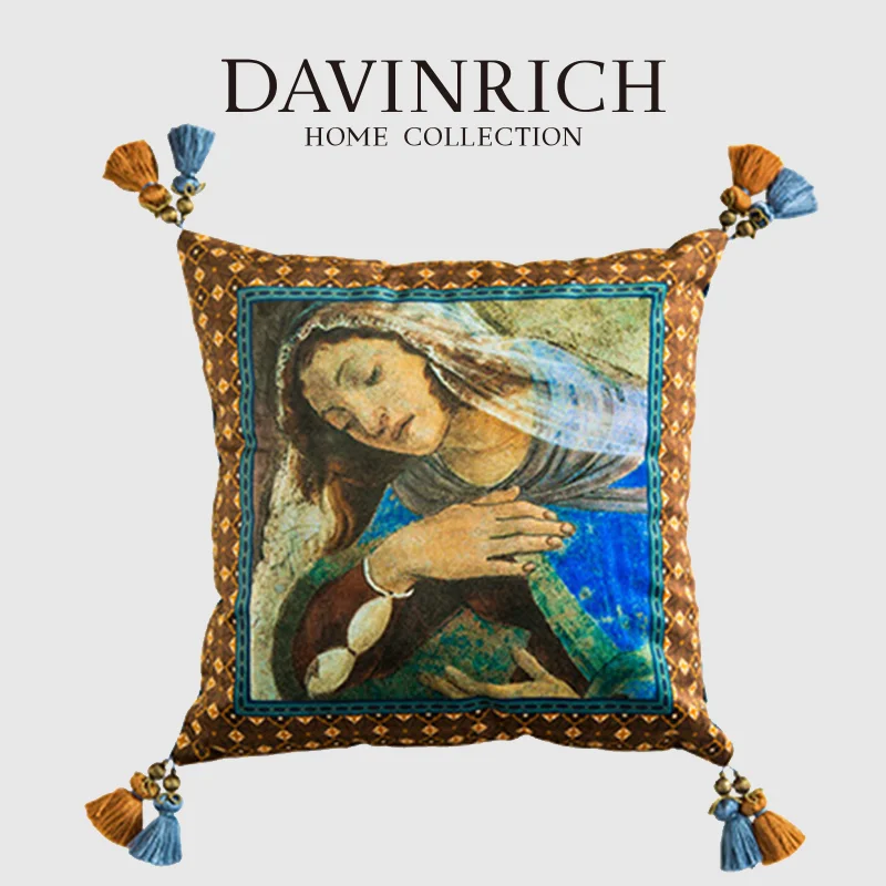 DAVINRICH Retro Oil Painting Cushion Cover The Annunciation 