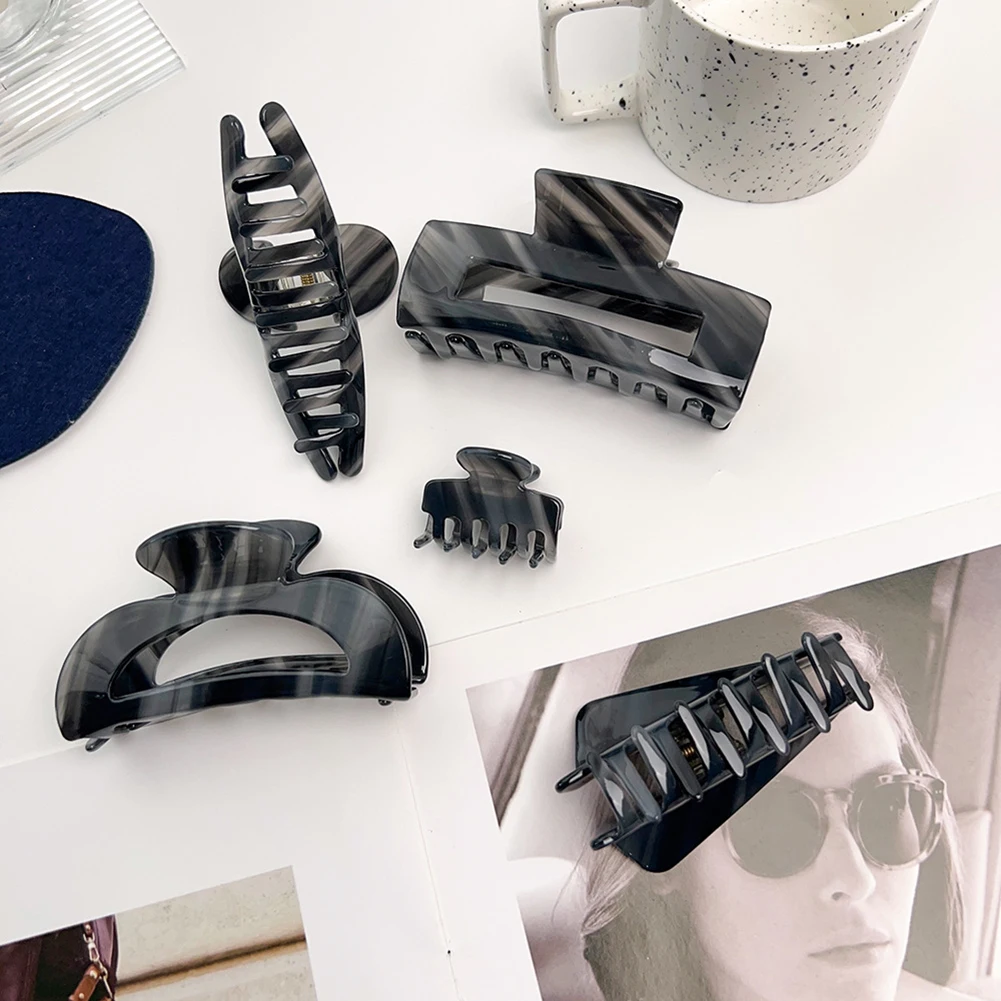 

Женские заколки для волос в Корейском стиле, элегантные ацетатные заколки для волос в черную полоску, крупные геометрические головные убор...