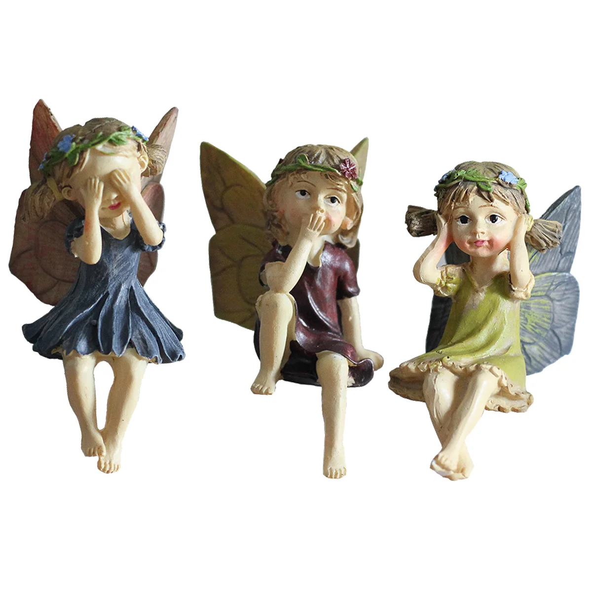 

3Pcs Resin Flower Fairy Statues Lovely Home Ornaments Garden Landscape Decors