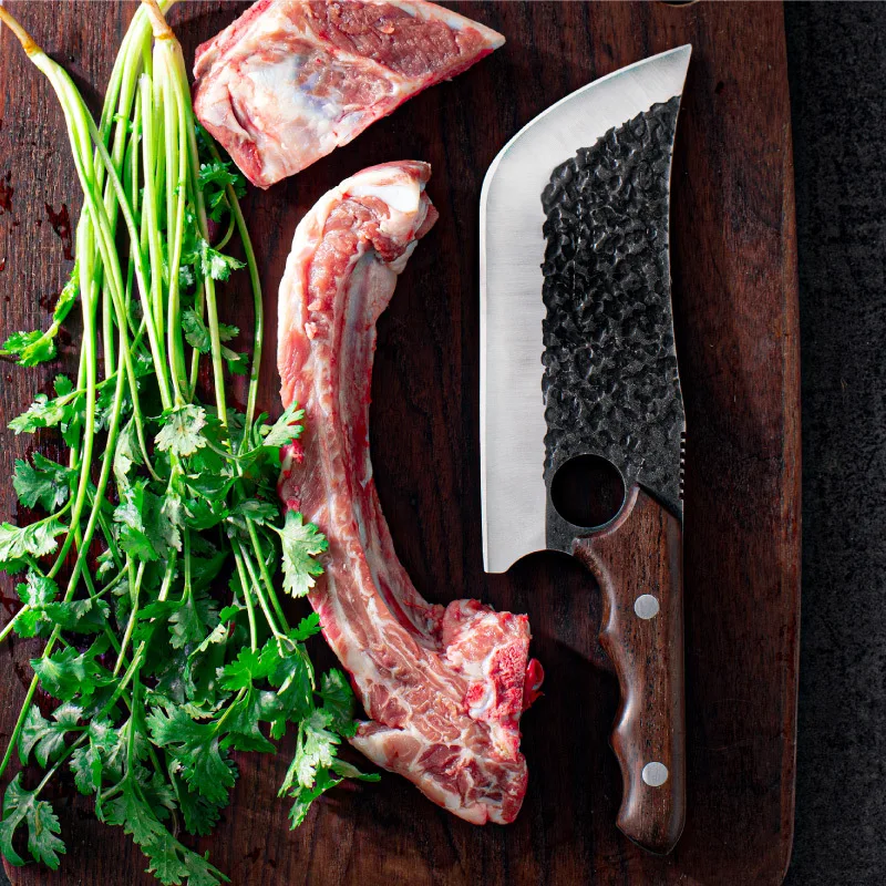 

7 Inch Outdoor Survival Knife Forged Stainless Steel Knife Vegetable Meat Cleaver Knife Chef Cooking Butcher Knives Camping Tool