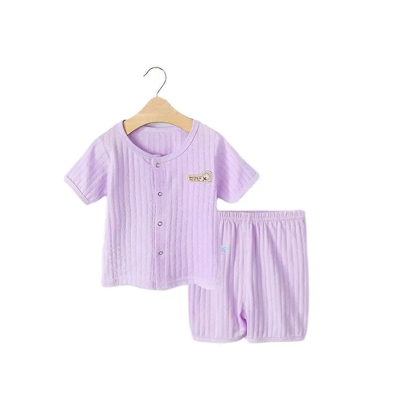 

Purple Color Short Sleeve Baby T-Shirt Set Summer Breathable Kids Suit Soft Comfortable Newborns Tops Shorts Toddler Clothing