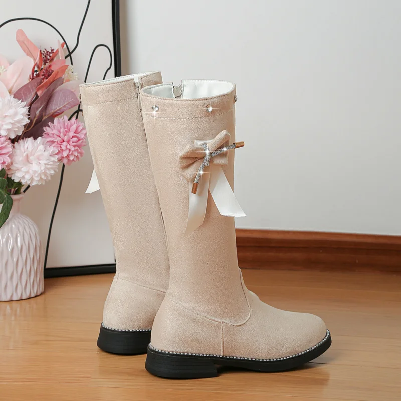 

Милая зимняя обувь YQBTDL 2022 из флока в стиле "Лолита", сапоги принцессы до середины икры, с бантом, на массивном каблуке, японская обувь для выступлений Jk, новая женская обувь