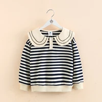 peter pan collar cotton striped sweatshirts autumn spring 2 10 years casual long sleeve for kids baby girls toddler child new