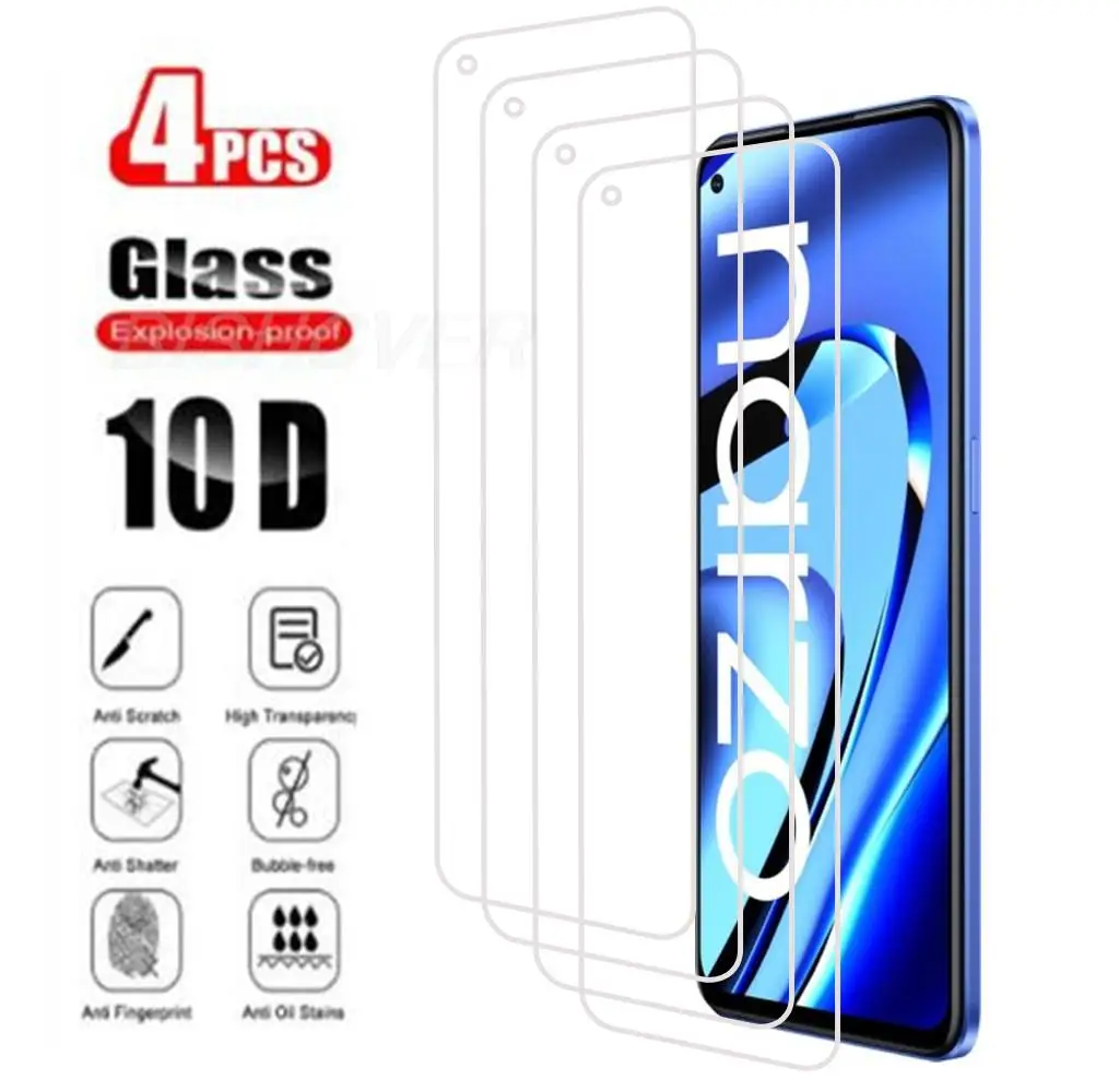 

4Pcs For Realme Narzo 50 Pro 5G Tempered Glass Protective On Realme Narzo 50 Pro 5G 6.4" Screen Protector Phone Cover Film