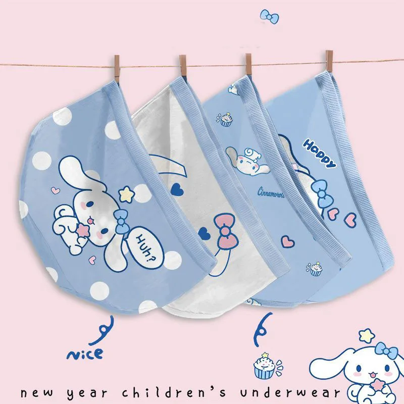 

4 шт., Детские хлопковые дышащие штаны Sanrios Cinnamoroll Kuromi