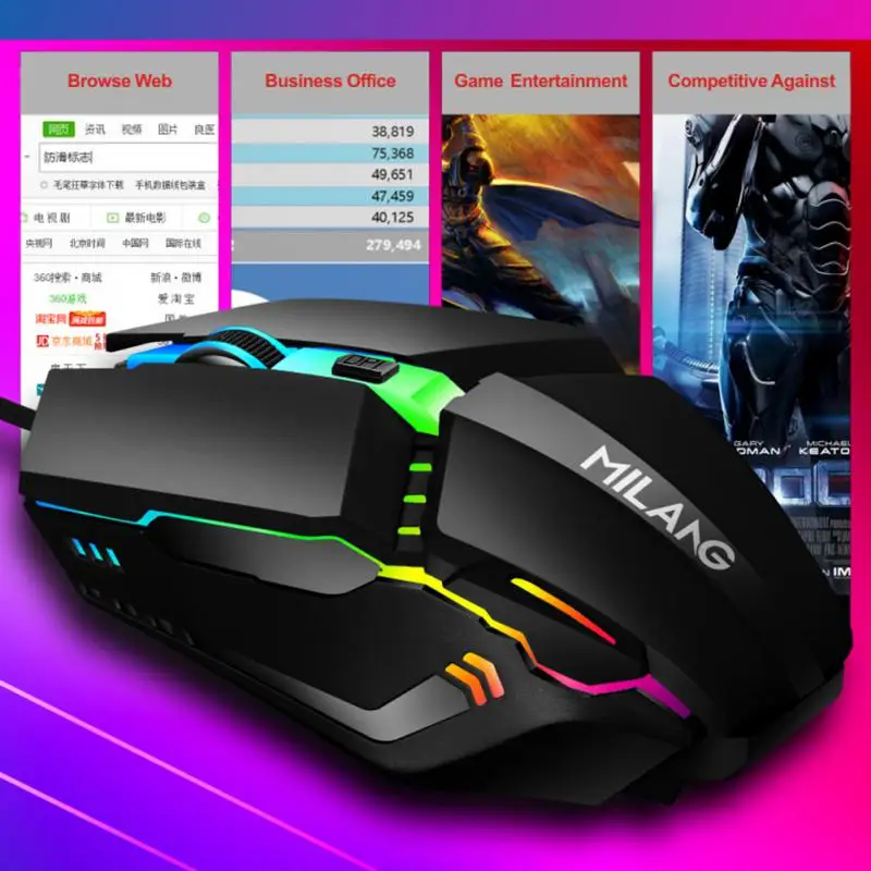 

Breathing Light Usb Wired Game Mouse Portable 4 Key E-sports Luminous Wired Mouse Rgb Pc Gaming Mouse Usb Led Wired Mouse Mice