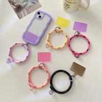 soft silicone mobile phone ring lanyard colorful elastic wrist cellphone strap cute flower round key chain rope phone lanyard