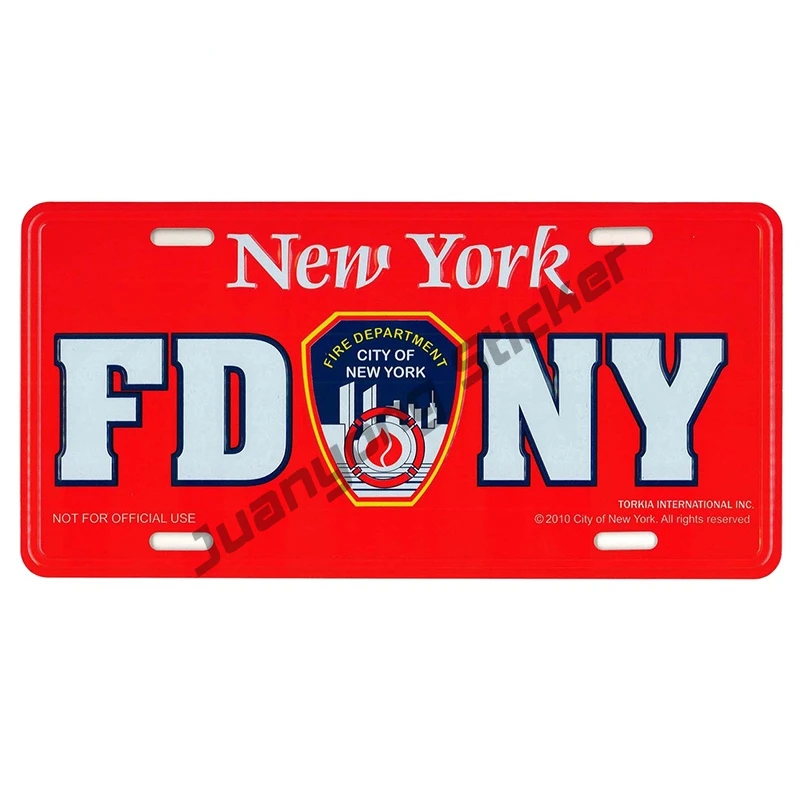 

Auto Car Sticker for New York License Plate FDNY Graphics Decals Trunk Bumper Decor Car Accessories Waterproof Decor PVC13x8cm