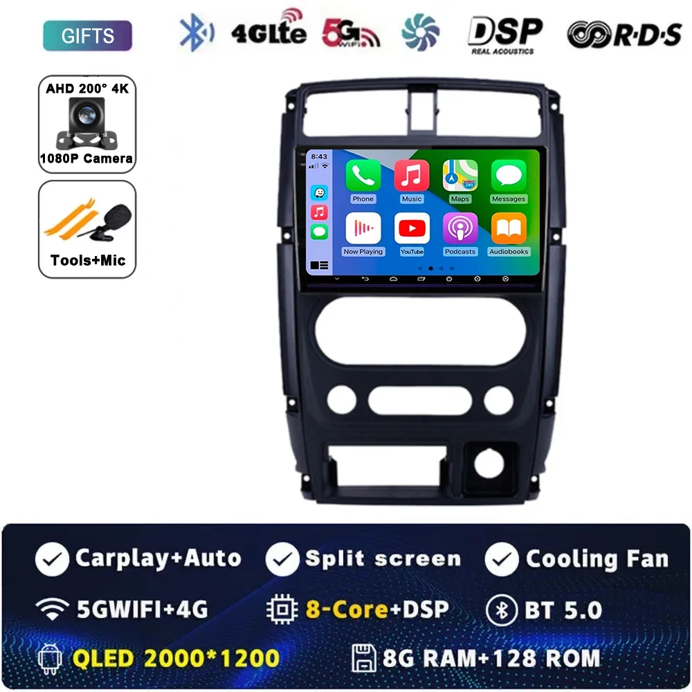 

Автомобильное радио Android 14 Carplay для Suzuki Jimny 3 2005-2019 навигация GPS мультимедийный плеер Wi-Fi + 4G стерео 2 DIN BT 360 камера