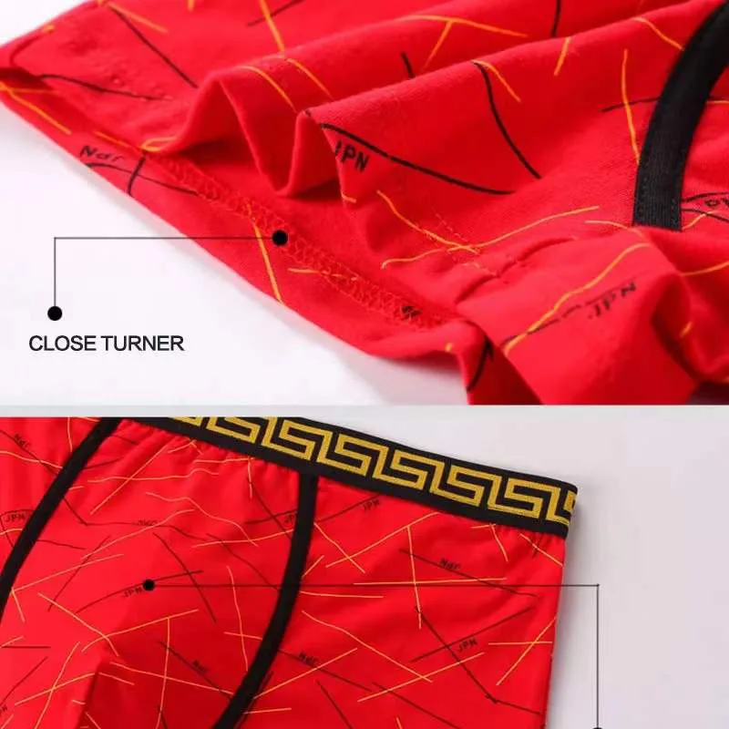 Men's Panties 4pcs Cotton Boxer Printing Underwear Man Pack Mens Boxers Underwear Mens Underpants Hot Sale Boxershorts Men Boxer