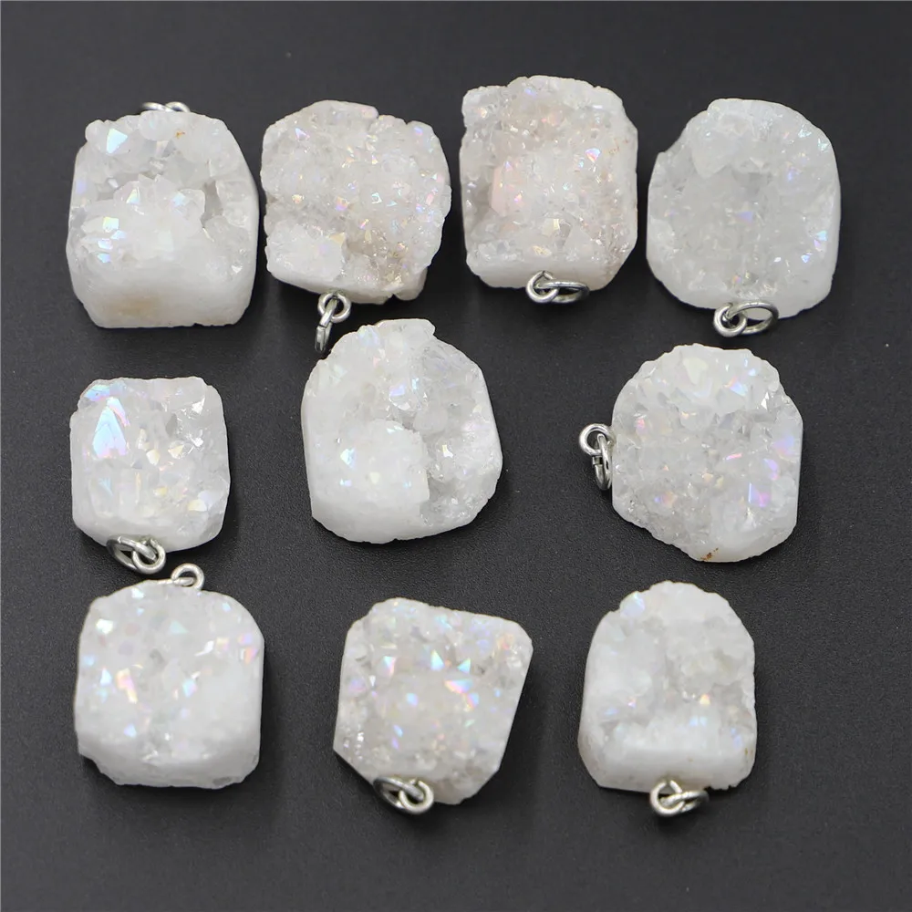 Latest Irregular Natural Stone White Agate Pendants Charms For Men Women Fashion Necklace Jewelry Making 10Pcs  Free Shipping