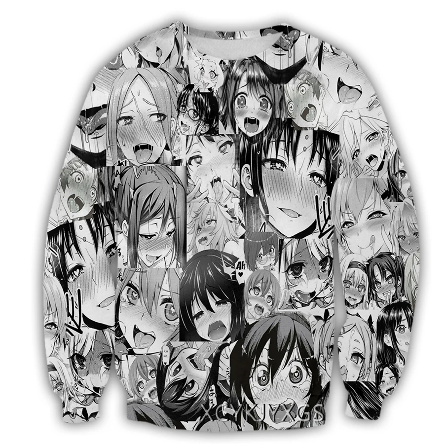Новый Повседневный Свитшот phechion для мужчин и женщин аниме Ahegao с 3D принтом модная