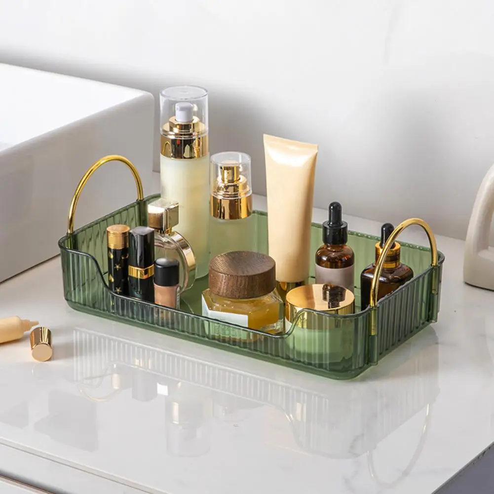 

Versatile Countertop Organization Solution Capacity Makeup Storage Tray with Metal Handle Organize Toiletries Perfumes