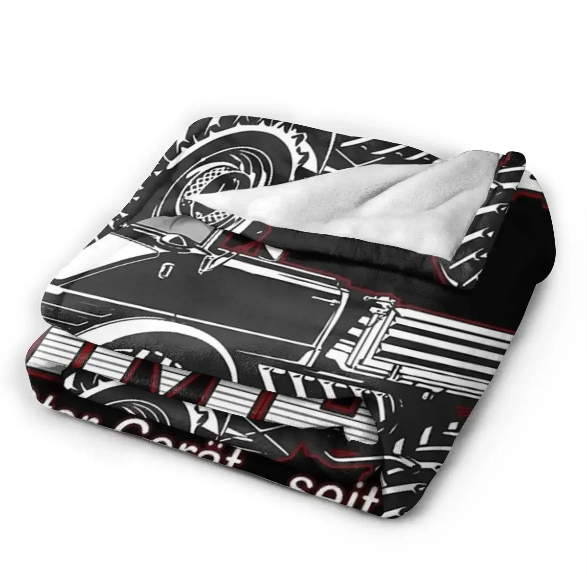 Плед THE GREAT UNIMOG (универсальный двигатель-Gerat) -на черном одеяле постельное белье