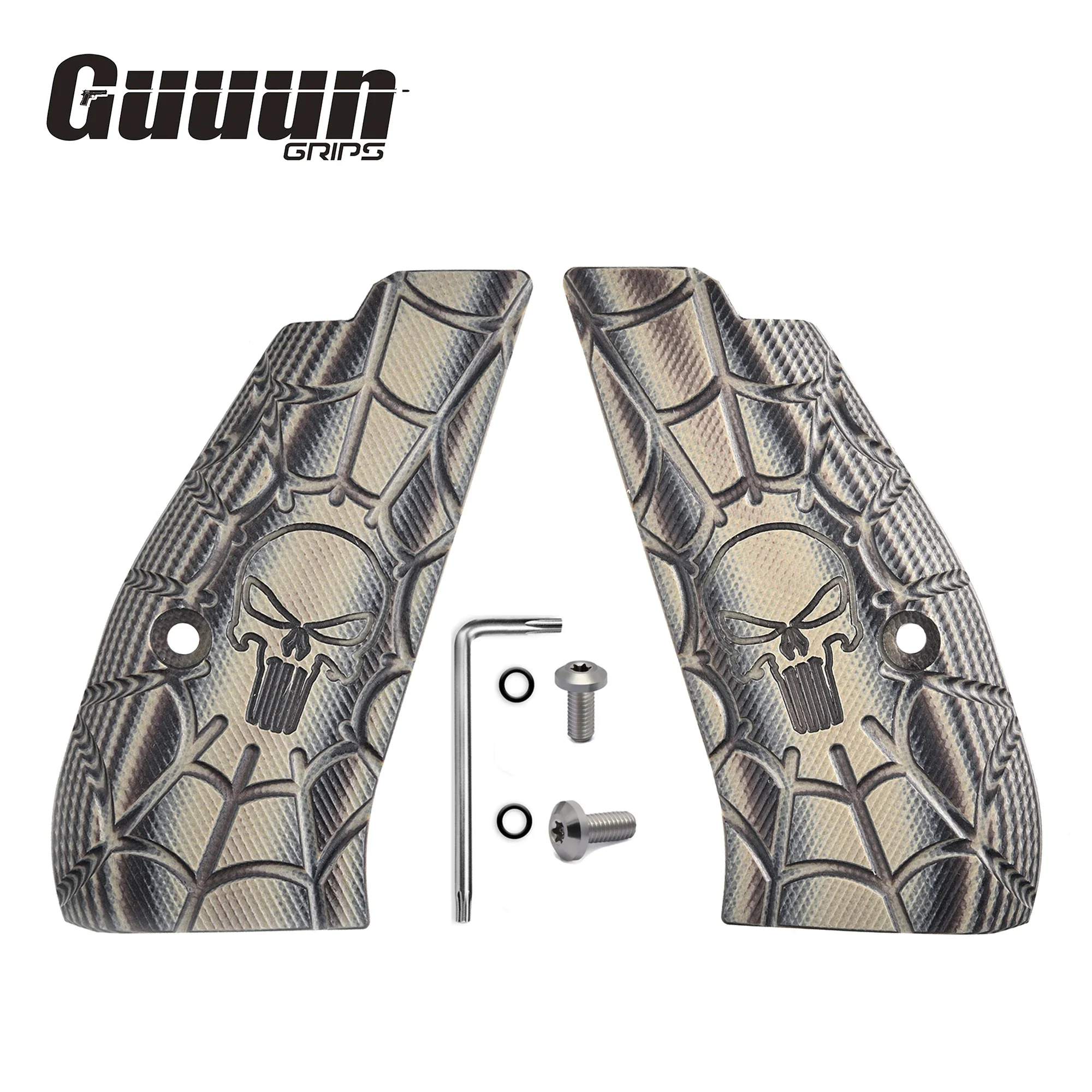 Guuun G10 Compact Grips CZ 75/85 P-01 Текстура паутины Череп Скелет