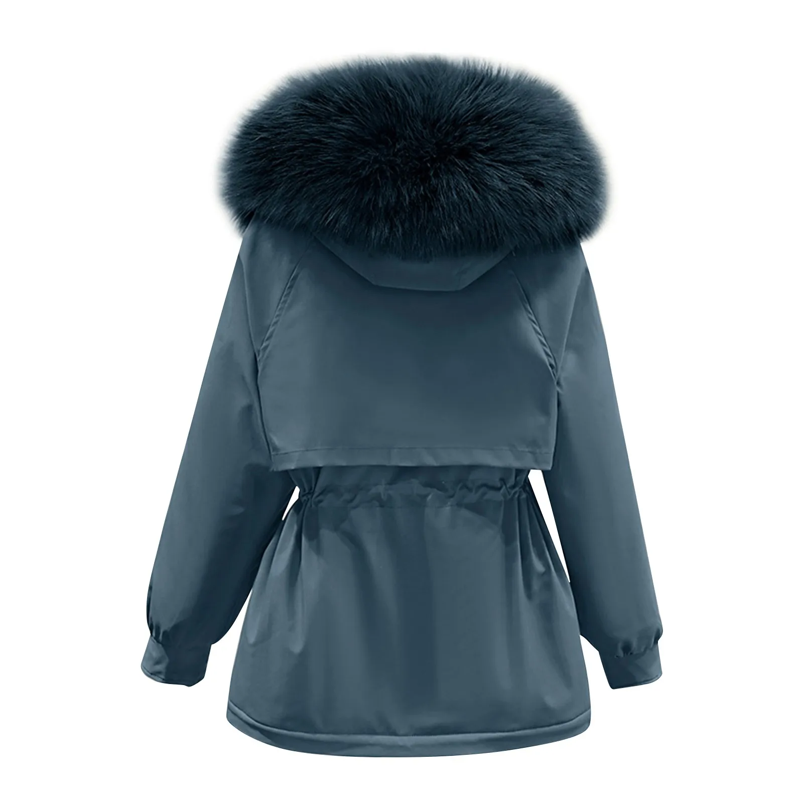 Women Daily Winter Parka Coat Thicken Hooded Warm Jacket Parka Lapel Collar Long Sleeve Vintage Coat Thick Padded Outerwear