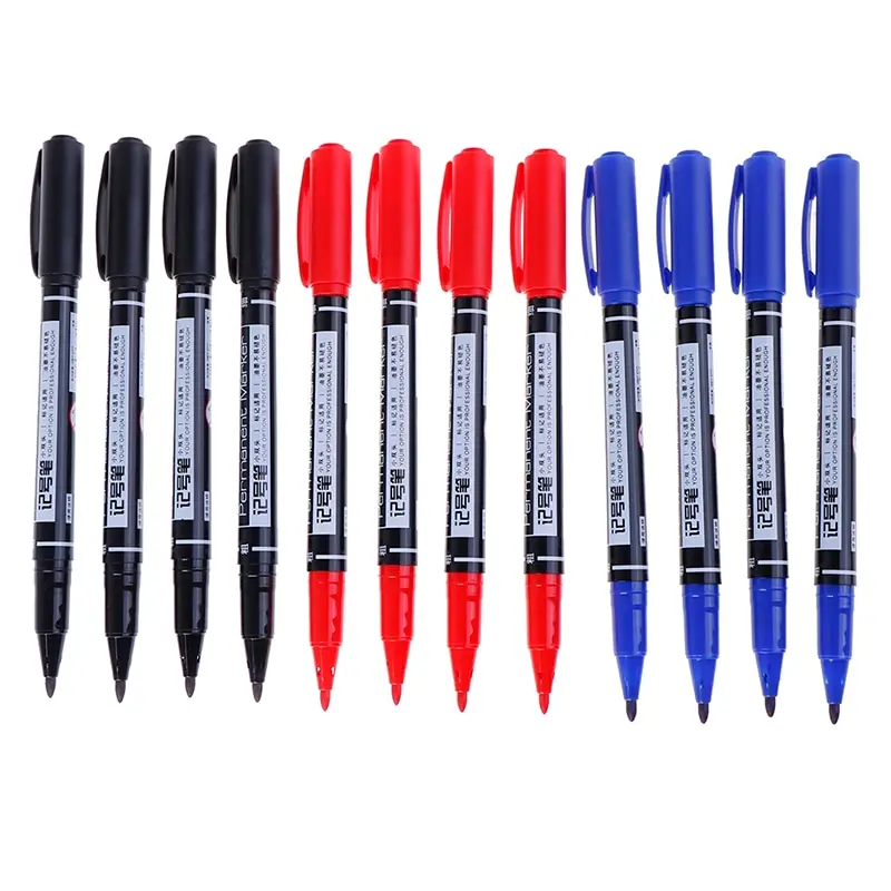 

3 шт. перманентные маркеры с двойным наконечником, тонкая точка, (черный, синий, красный) Чернила, 0,5 мм-1 мм