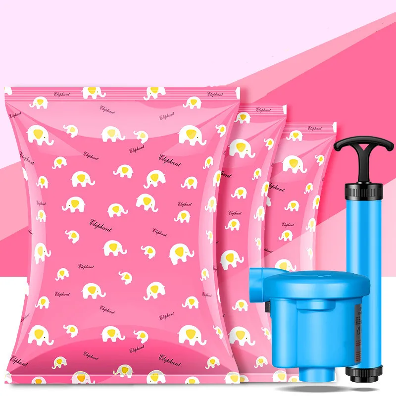 

5pcs Oversized Vacuümzak Kleding Organizer Met Ventiel Doorzichtige Rand Opvouwbare Compressie Reisspaarzak