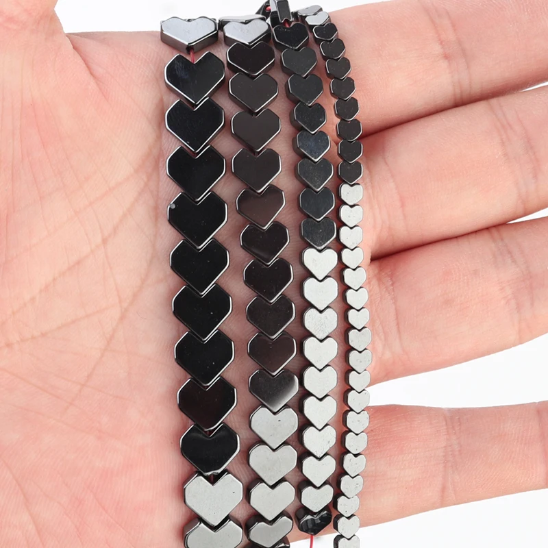 

1 Strand Hematite Beads Love Shape Natural Stone Beads Black Gallstone Beads For Jewelry Making Diy Bracelet Multiple Sizes