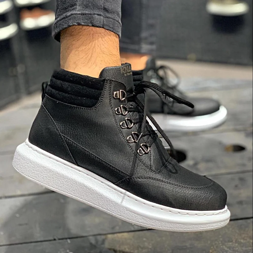 

Ловкость высокая подошва обувь 504 черный (с белой подошвой) мужские ботинки из искусственной кожи 2021 летнего сезона